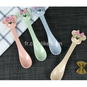 Fourchettes de cuillères pour enfants en plastique de paille de blé pour bébé